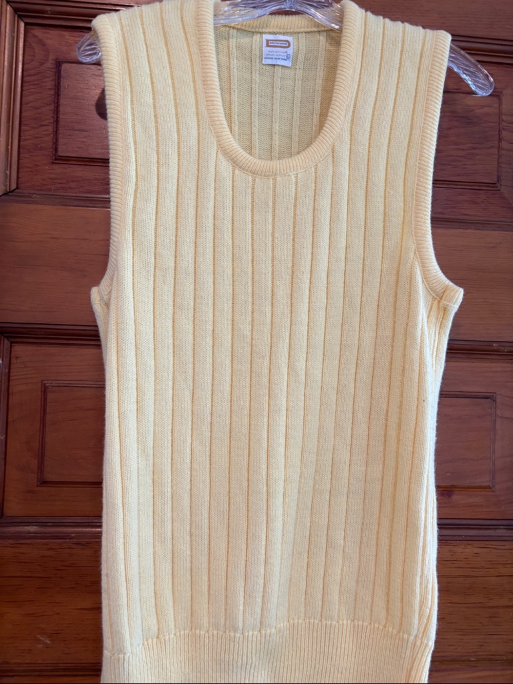Vintage acrylic Sleeveless Ribbed Scoop Neck Sweater - Lemon Yellow